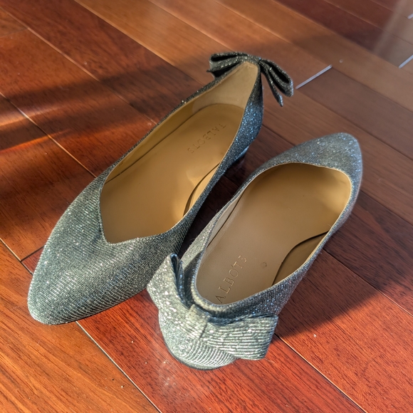 Talbots Shoes - Talbots Sparkling Black Flats with Bow Back